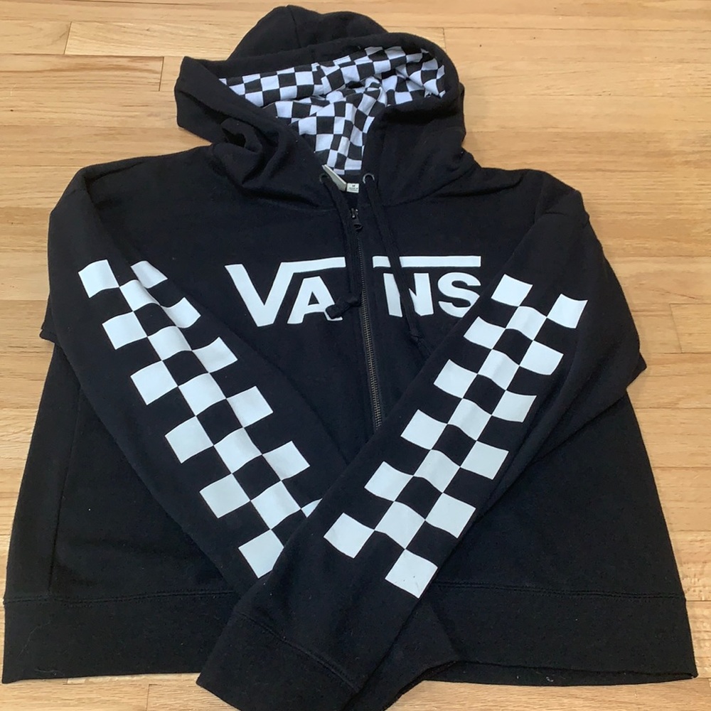 Vans checkered cropped zip- up sweatshirt